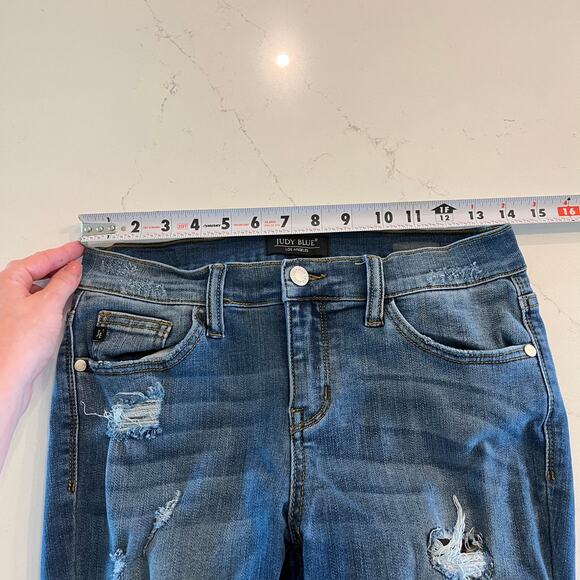 Judy Blue Skinny Jeans with Cheetah Leopard Patches Distressed Size 7 /28 - Picture 7 of 10